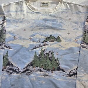 Vtg‎ Northern Reflections Sweatshirt XL Grandmacore Cottagecore Nature Flaws